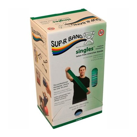 Fabrication Enterprises Sup-R Band Latex Free Exercise Band, 5' Strips, Green, 30 Strips/Box 1634005